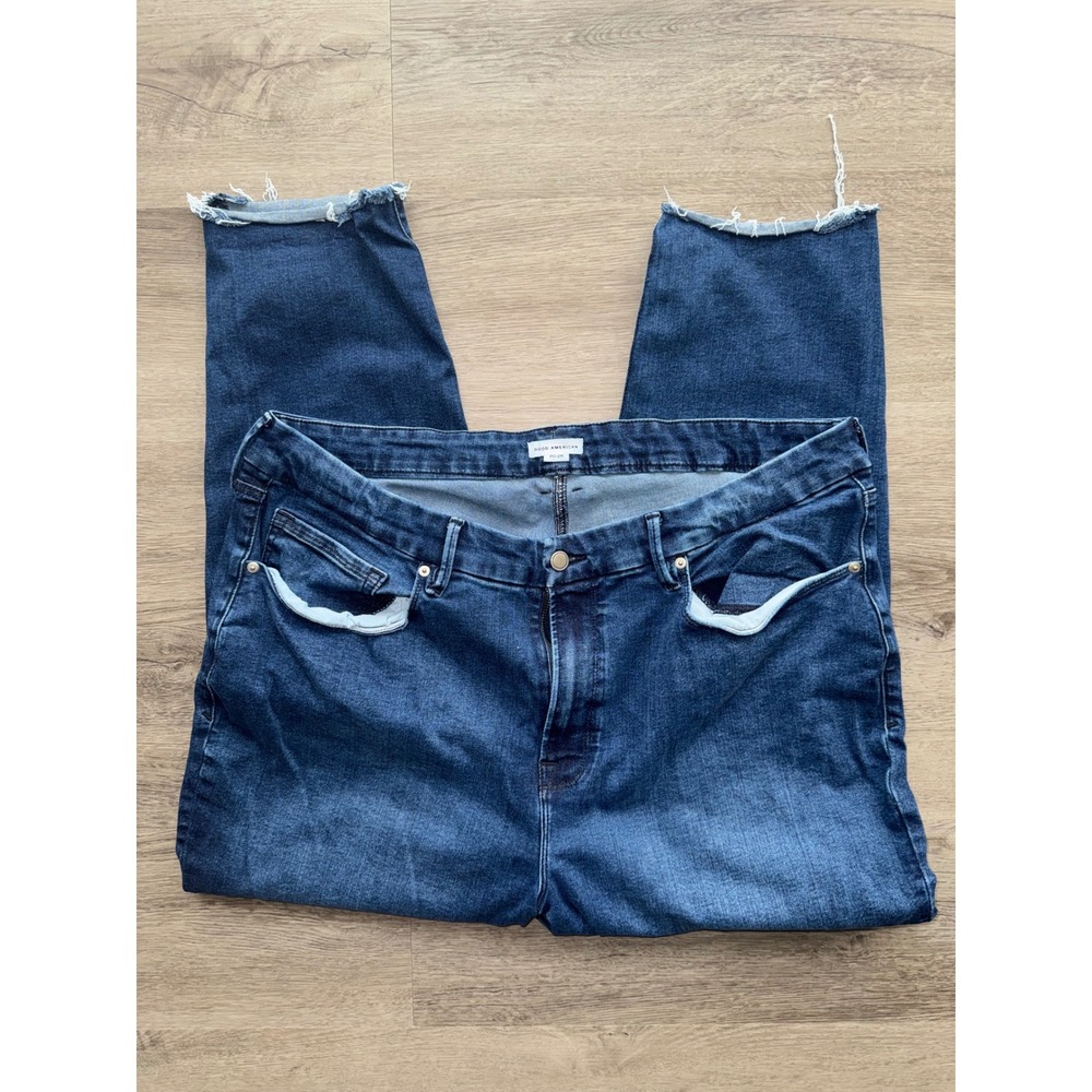 Good American Women's Dark Wash Straight Leg Ankle Jeans, 20-26